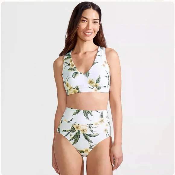 Lands end V-Neck Bikini Top Floral Black - Picture 4 of 4